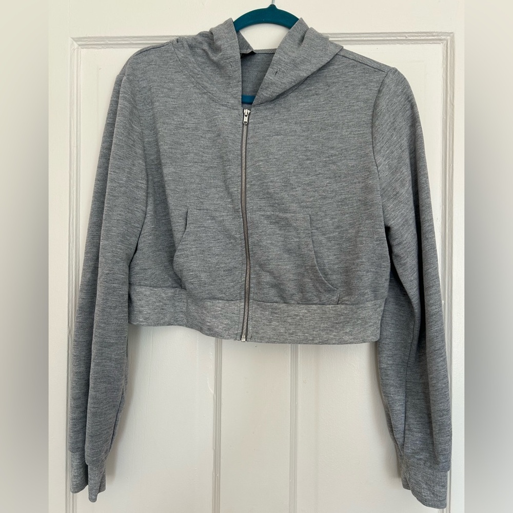 SHEIN Heather Gray Zip-Up Jacket